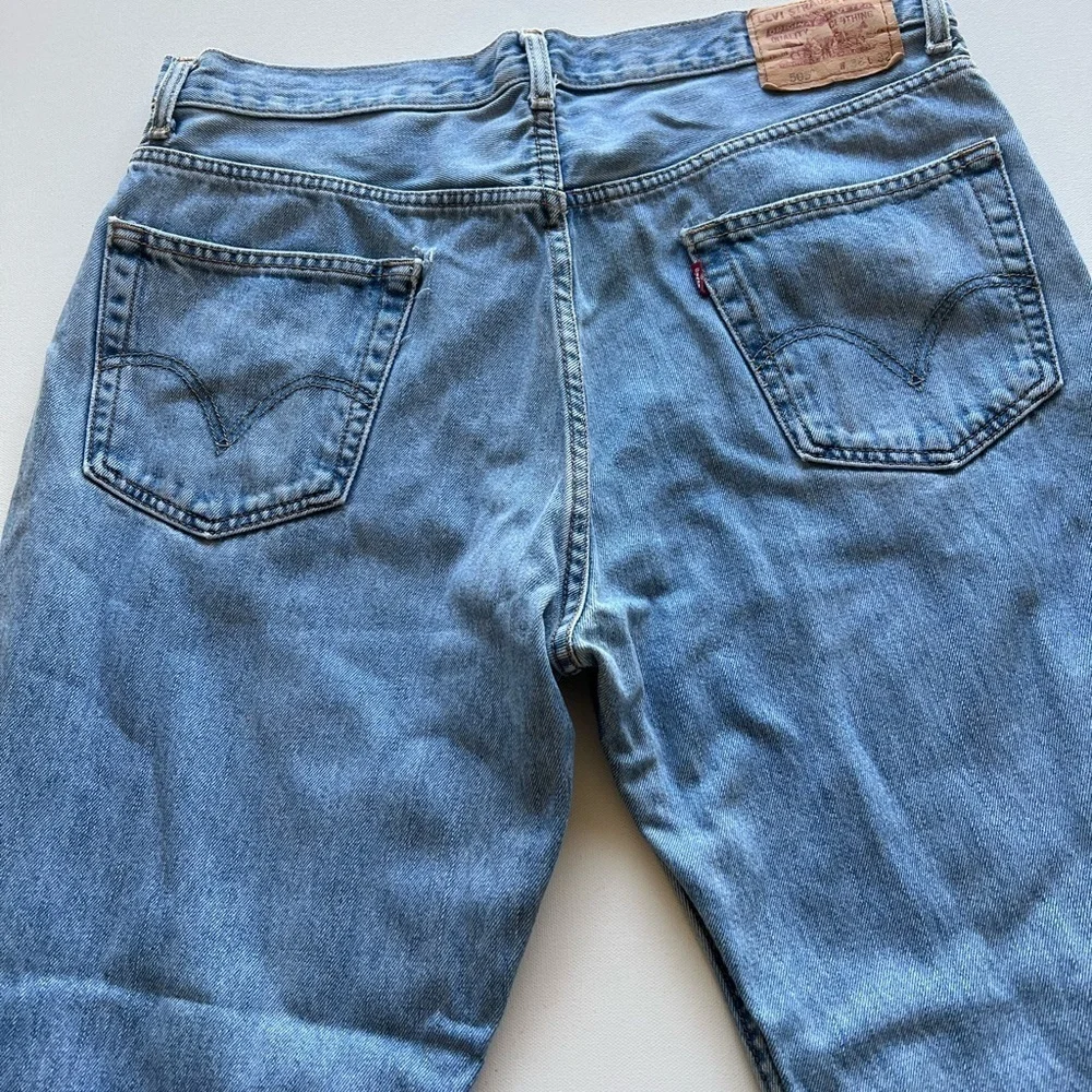 Levi's 505 Regular Fit Straight Leg Jeans Men's 36x32 Blue Distressed Denim(C2)